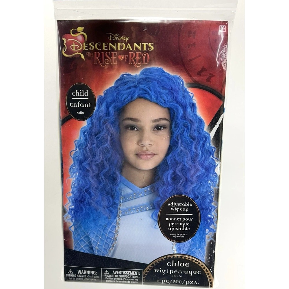 Disney Descendants Rise of Red Child Adjustable Chloe Wig - Blue Hair New